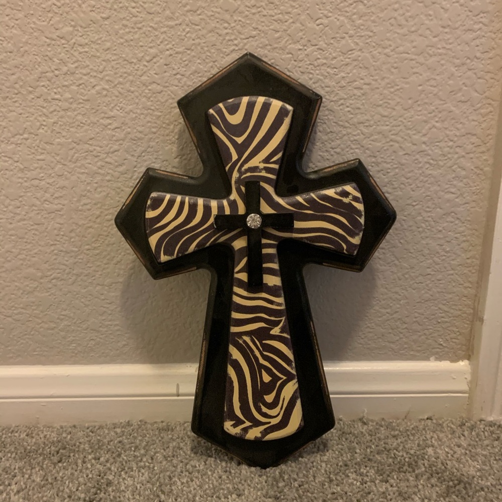 Chic Zebra Cross w/ rhinestone Wall decor